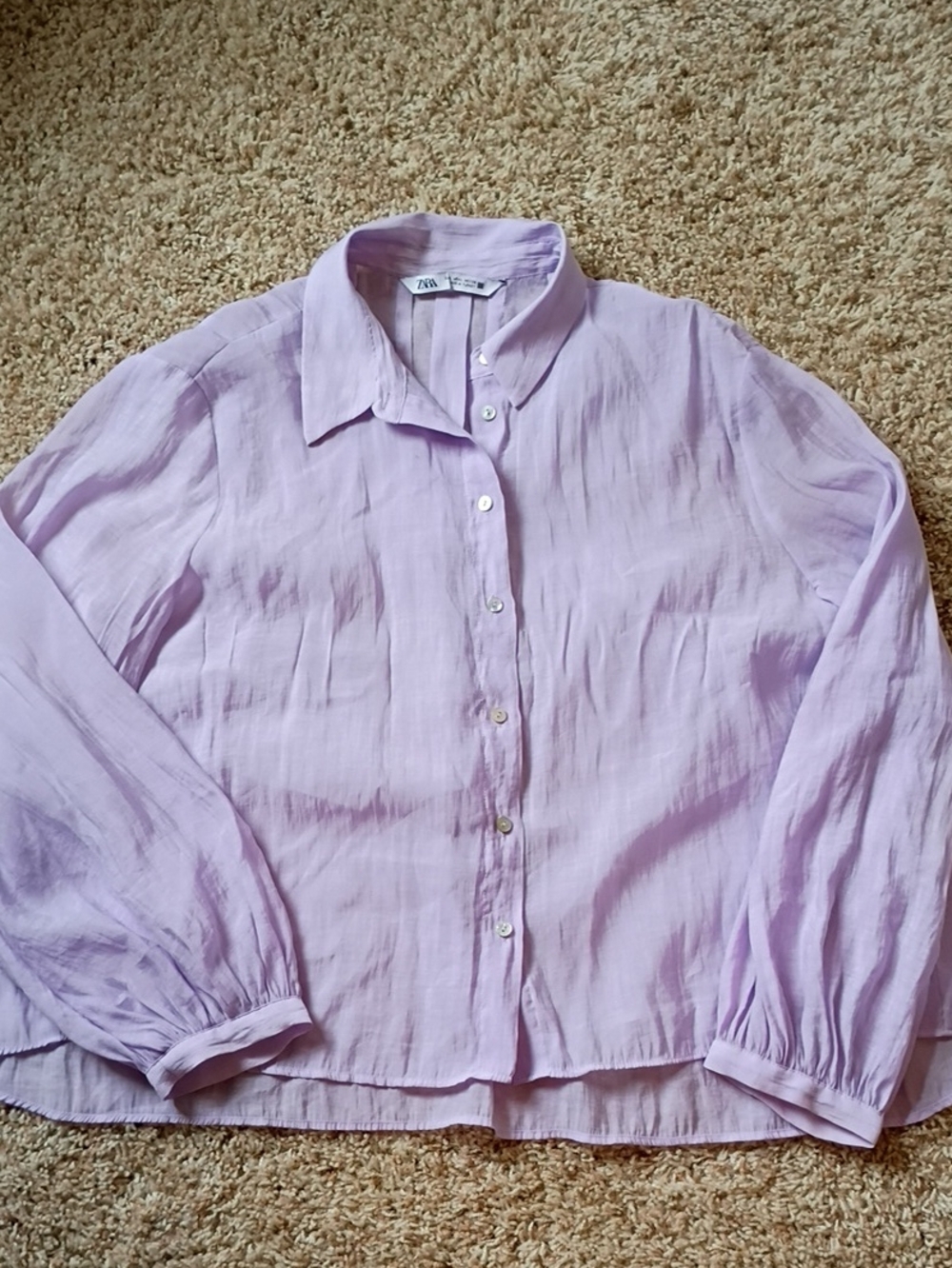 Zara Light Lavender Button-Front Long Sleeve Shirt